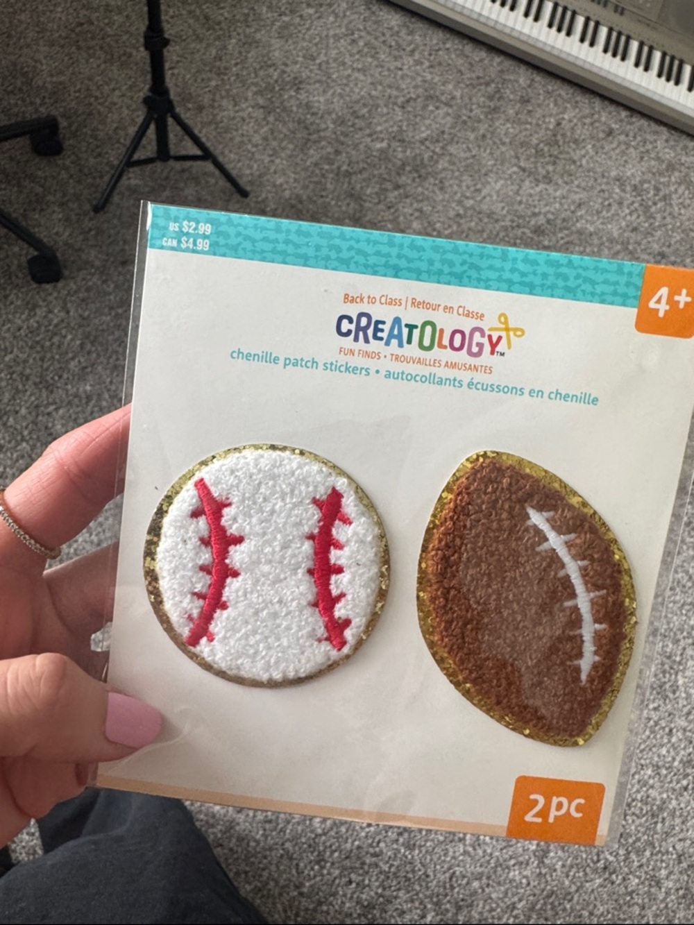 Iron on baseball and football patches with glitter